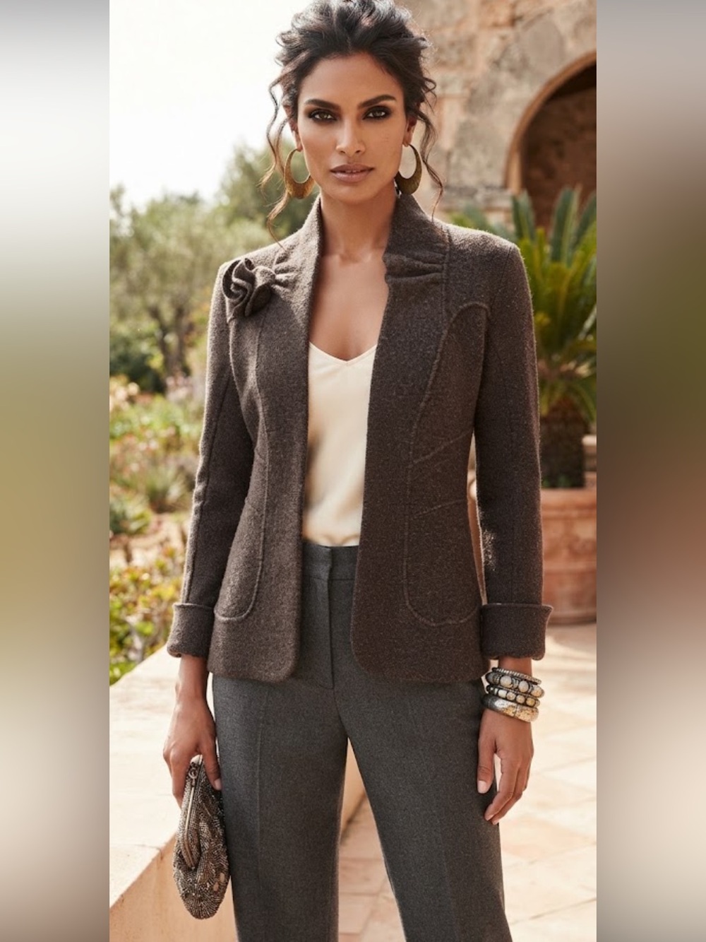 NWT Vintage Italian LO RI  Brown Knit Sweater Blazer Made in Italy